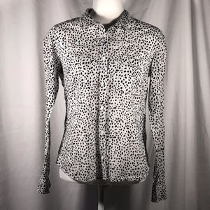 Dalmatian Dot Print Light Weight Button Down Shirt